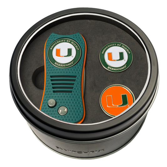 Miami Switchblade Divot Tool + 2 Ball Marker Tin Gift Set