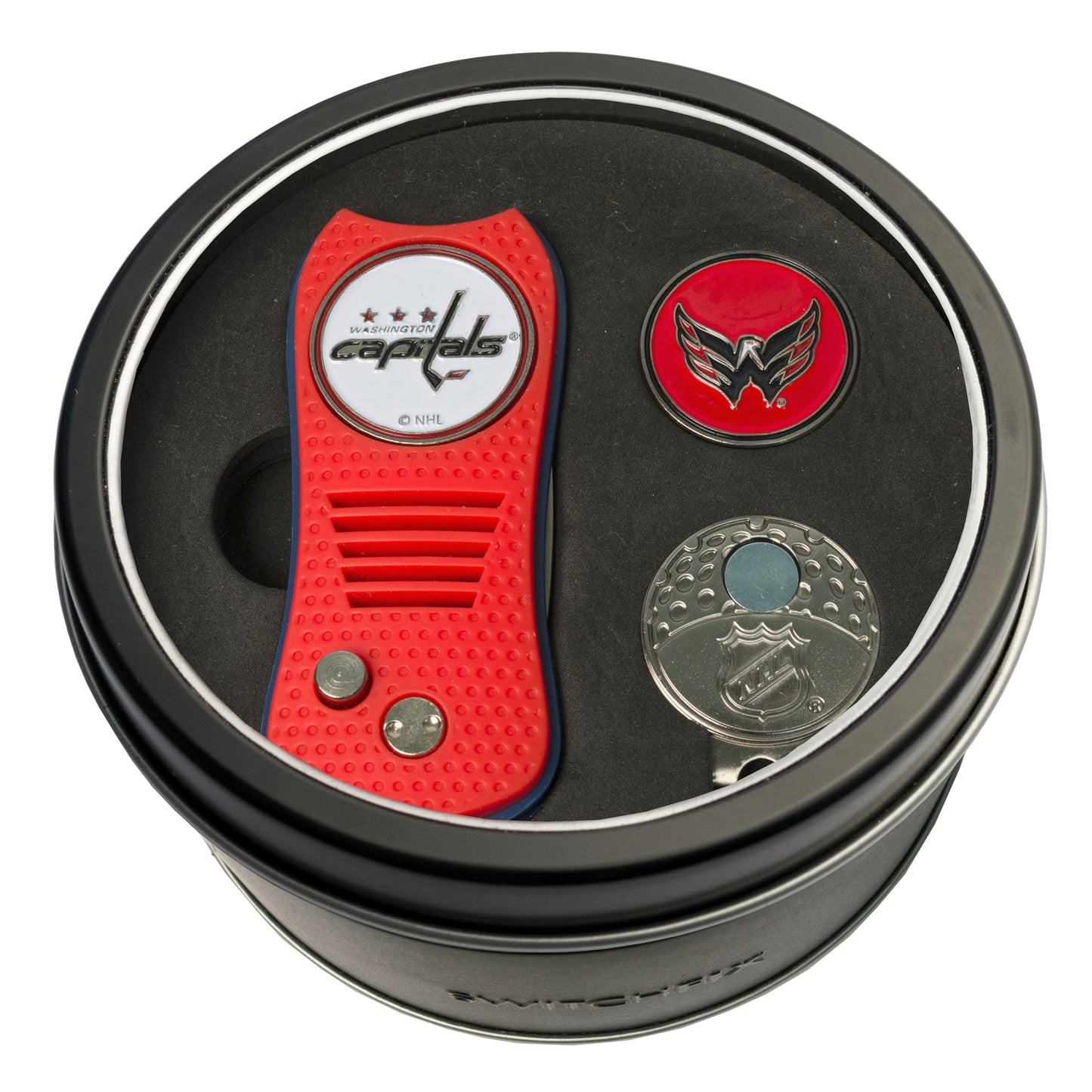 Washington Capitals Switchblade Divot Tool + Cap Clip + Ball Marker Tin Gift Set