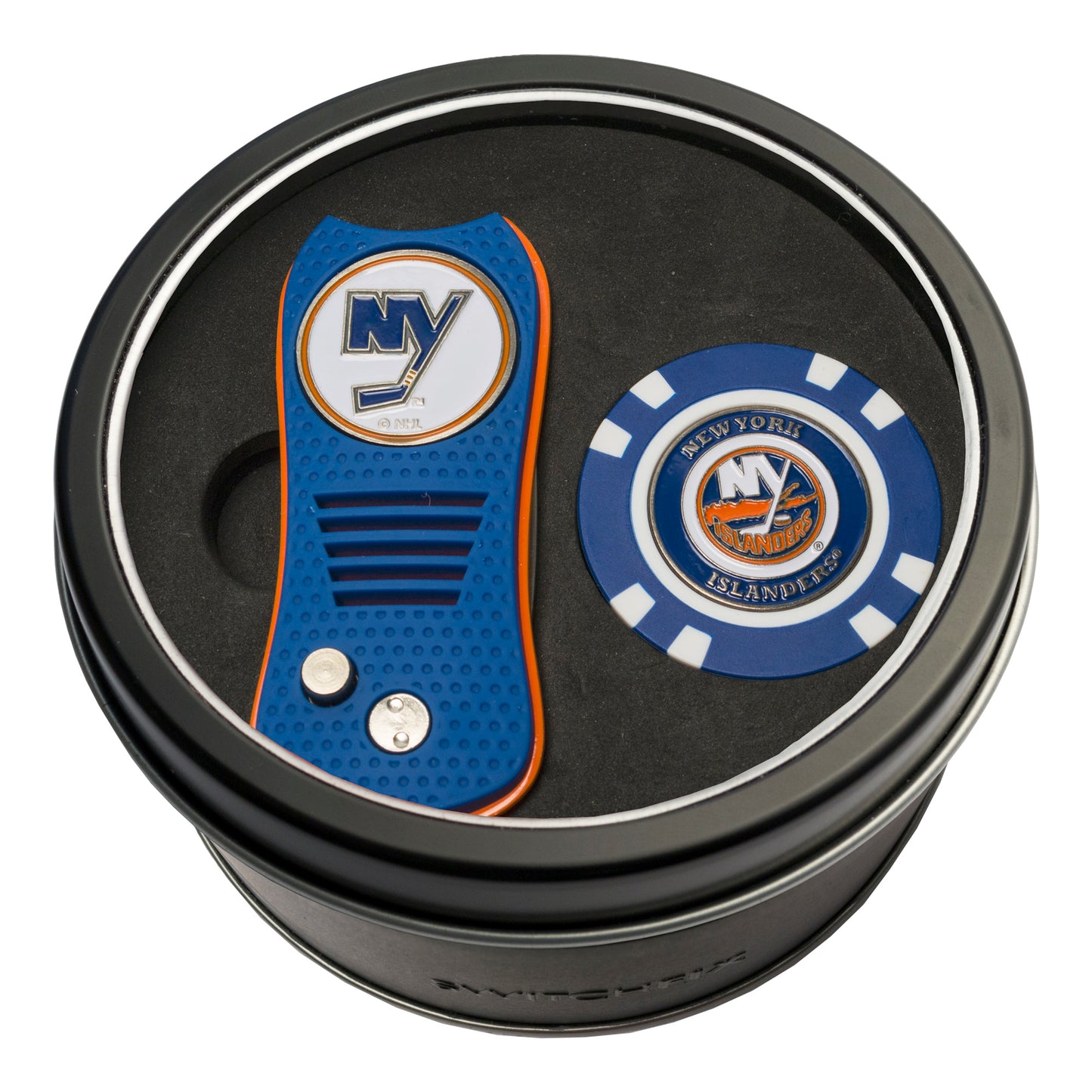 New York Islanders Switchblade Divot Tool + Golf Ball Tin Gift Set