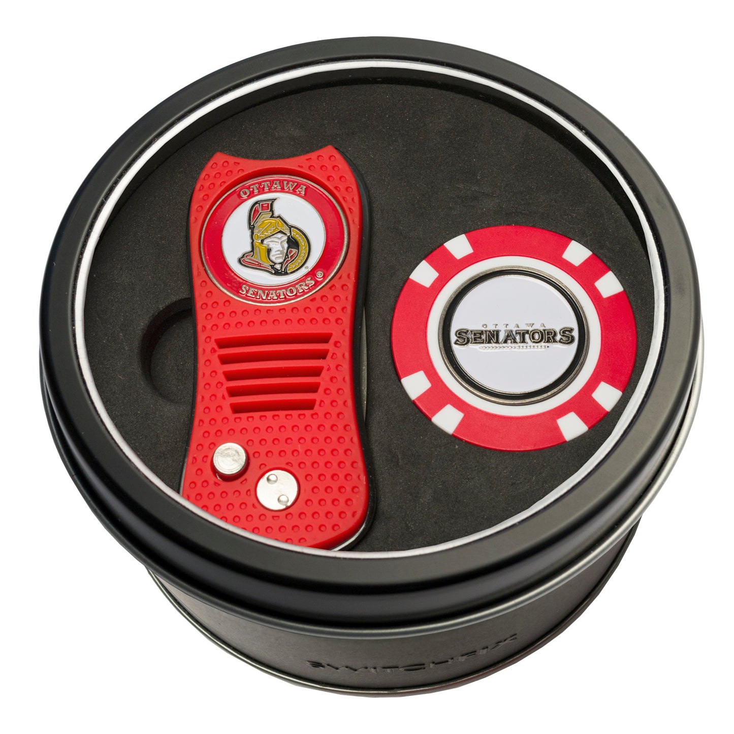 Ottawa Senators Switchblade Divot Tool + Golf Chip Tin Gift Set