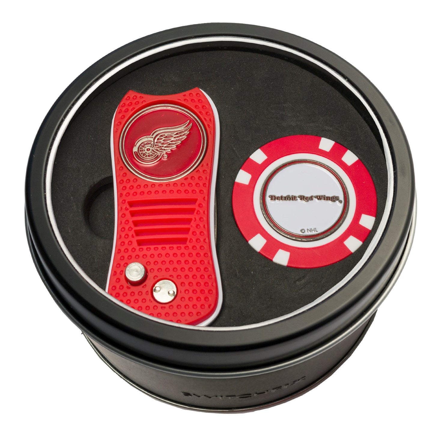 Detroit Red Wings Switchblade Divot Tool + Golf Chip Tin Gift Set