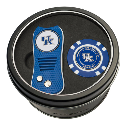 Kentucky Switchblade Divot Tool + Golf Chip Tin Gift Set