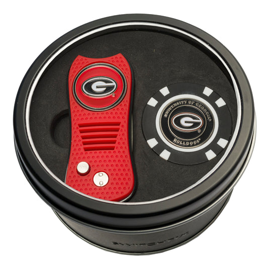 Georgia Switchblade Divot Tool + Golf Chip Tin Gift Set