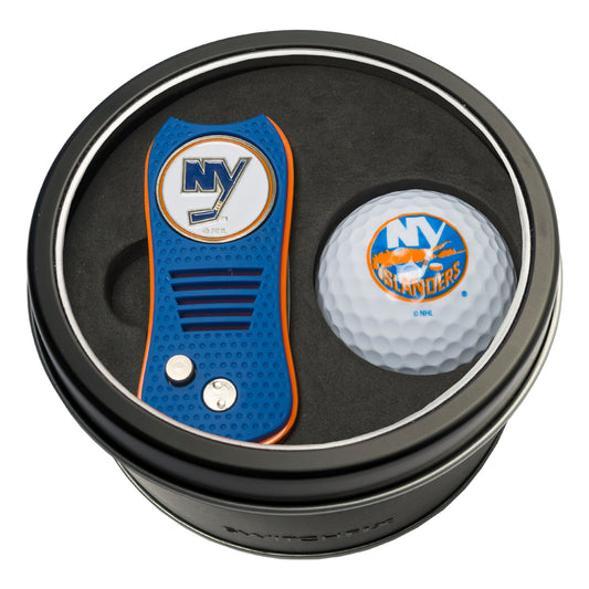 New York Islanders Switchblade Divot Tool + Cap Clip + Ball Marker Tin Gift Set