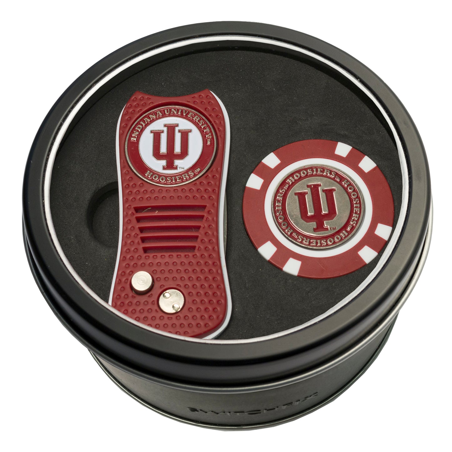 Indiana Switchblade Divot Tool + Golf Chip Tin Gift Set