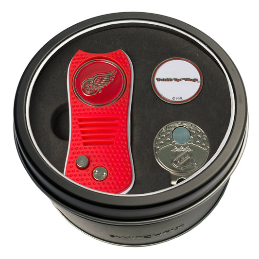 Detroit Red Wings Switchblade Divot Tool + Golf Ball Tin Gift Set