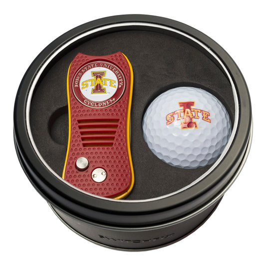 Iowa State Switchblade Divot Tool + Golf Ball Tin Gift Set