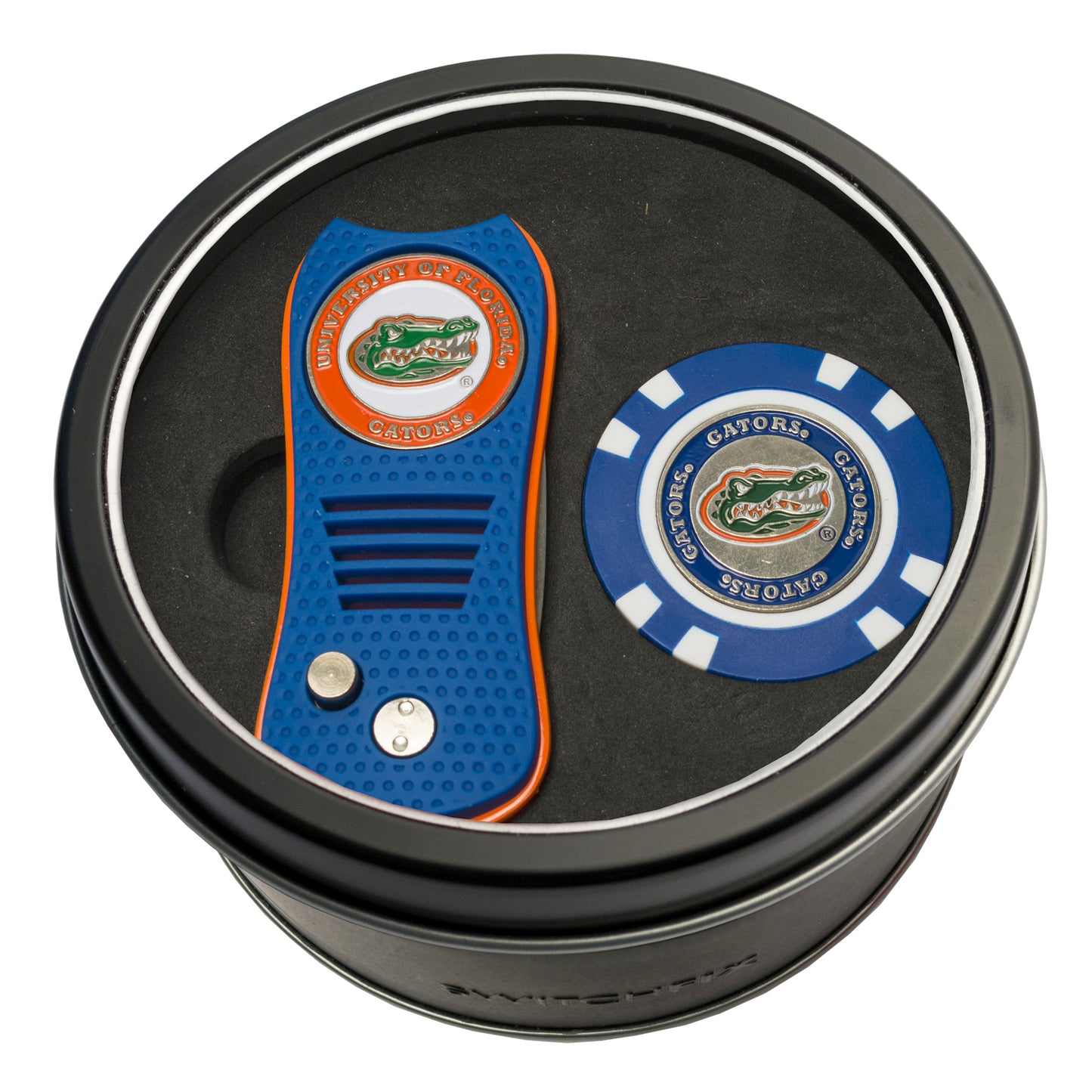 Florida Switchblade Divot Tool + Golf Chip Tin Gift Set