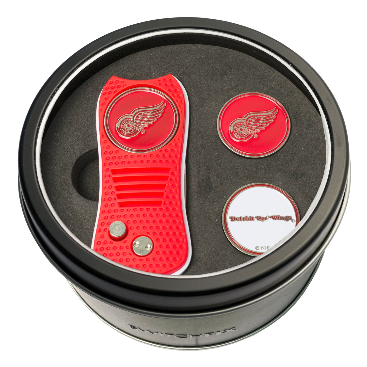 Detroit Red Wings Switchblade Divot Tool + Cap Clip + Ball Marker Tin Gift Set