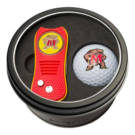 Maryland Switchblade Divot Tool + Golf Ball Tin Gift Set