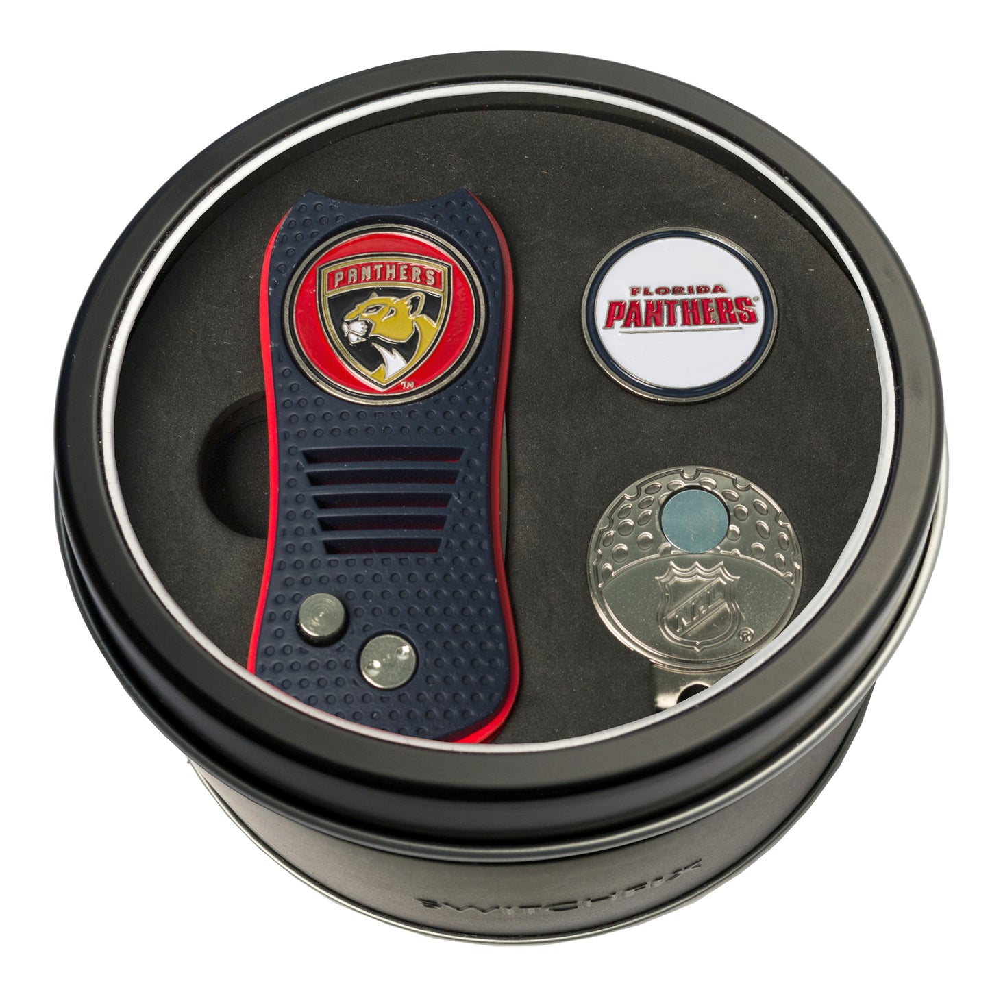 Florida Panthers Switchblade Divot Tool + Cap Clip + Ball Marker Tin Gift Set