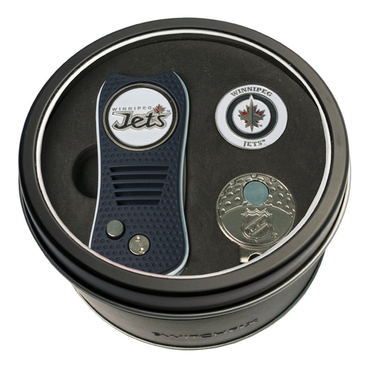 Winnipeg Jets Switchblade Divot Tool + Cap Clip + Ball Marker Tin Gift Set