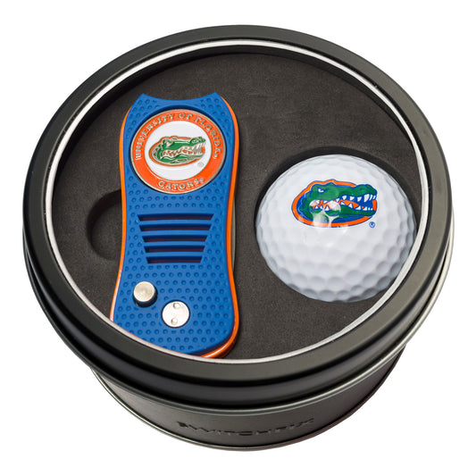 Florida Switchblade Divot Tool + Golf Ball Tin Gift Set