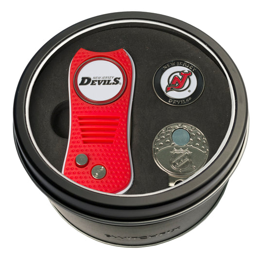 New Jersey Devils Switchblade Divot Tool + Cap Clip + Ball Marker Tin Gift Set