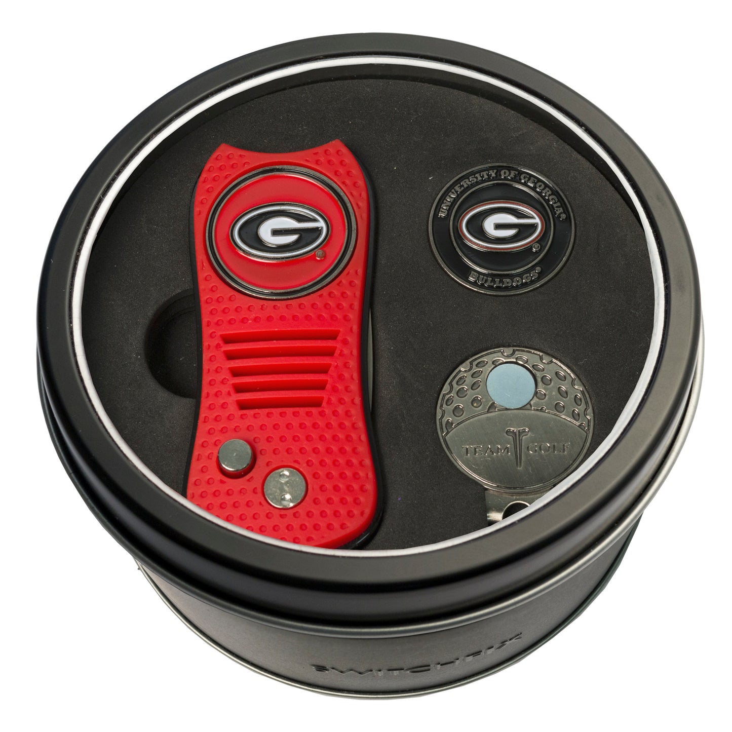 Georgia Switchblade Divot Tool + Cap Clip + Ball Marker Tin Gift Set