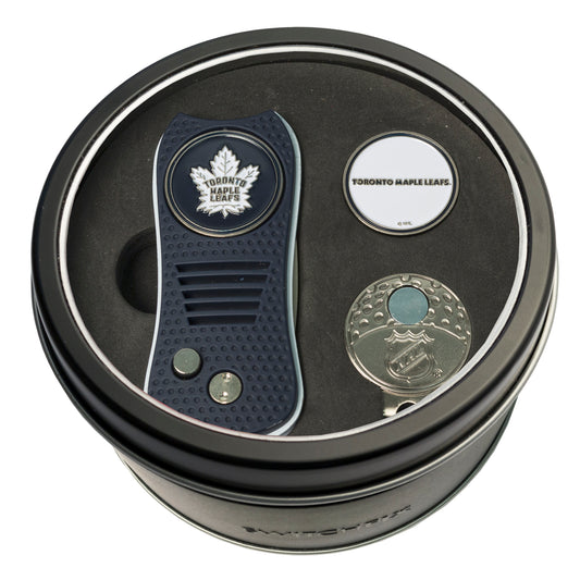 Toronto Maple Leafs Switchblade Divot Tool + Cap Clip + Ball Marker Tin Gift Set