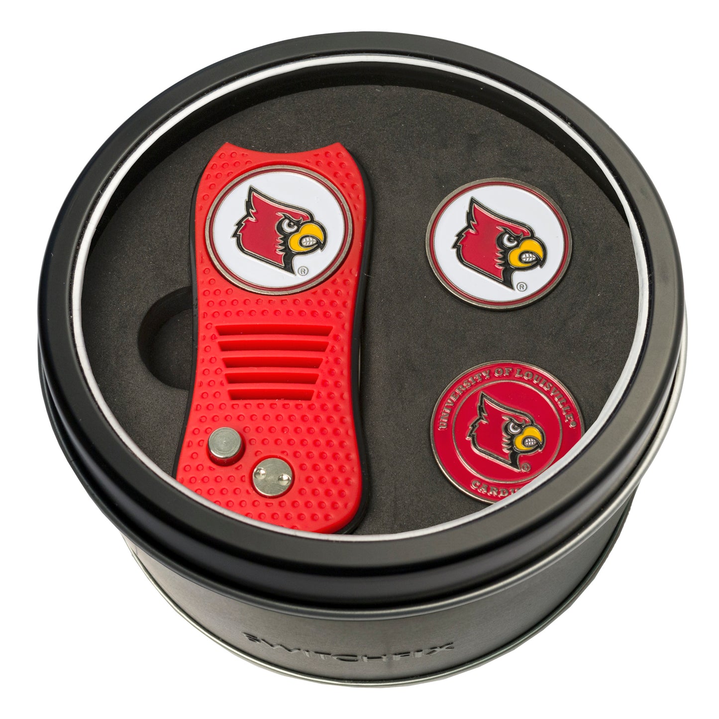 Louisville Switchblade Divot Tool + 2 Ball Marker Tin Gift Set