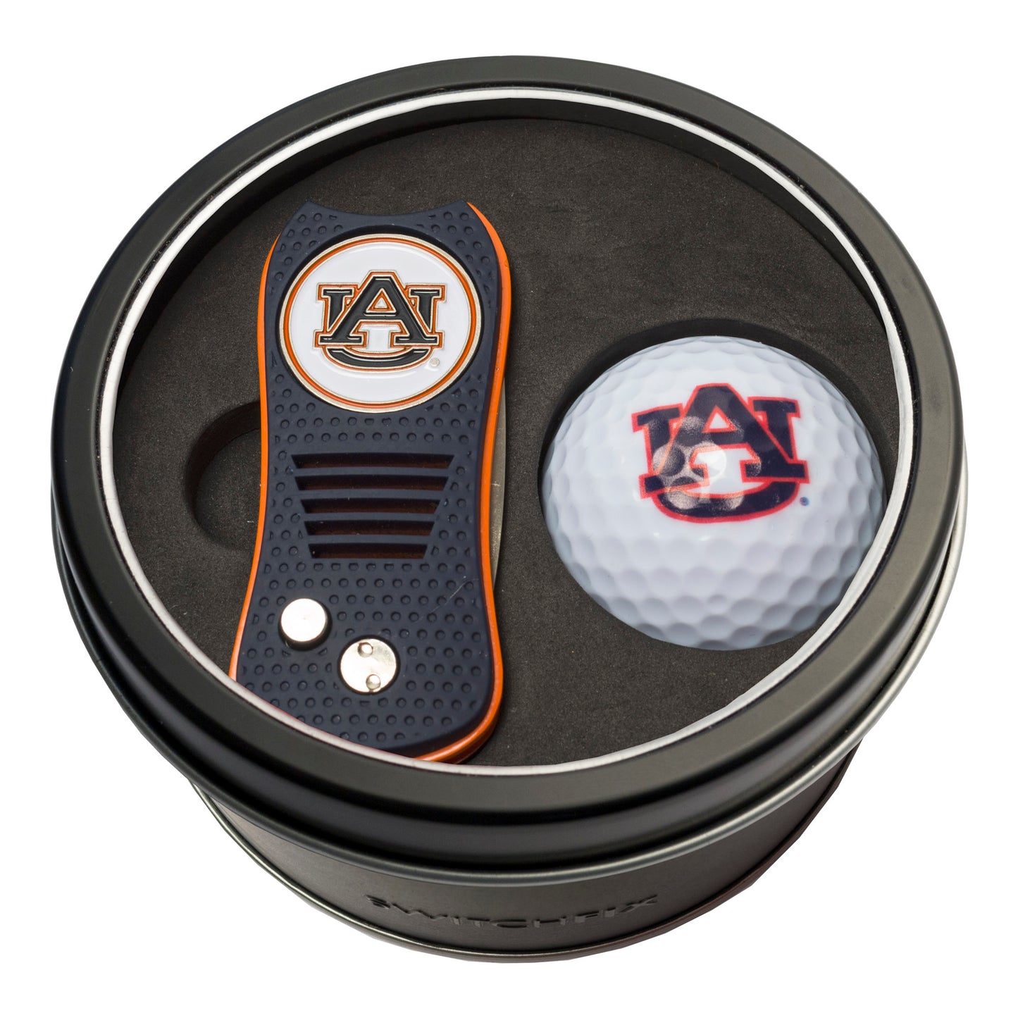 Auburn Switchblade Divot Tool + Golf Ball Tin Gift Set