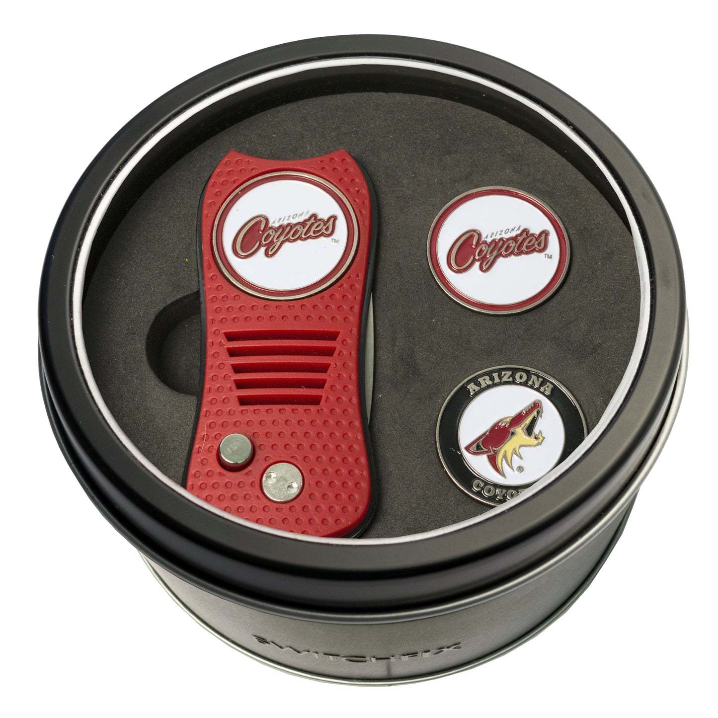 Arizona Coyotes Switchblade Divot Tool + 2 Ball Marker Tin Gift Set