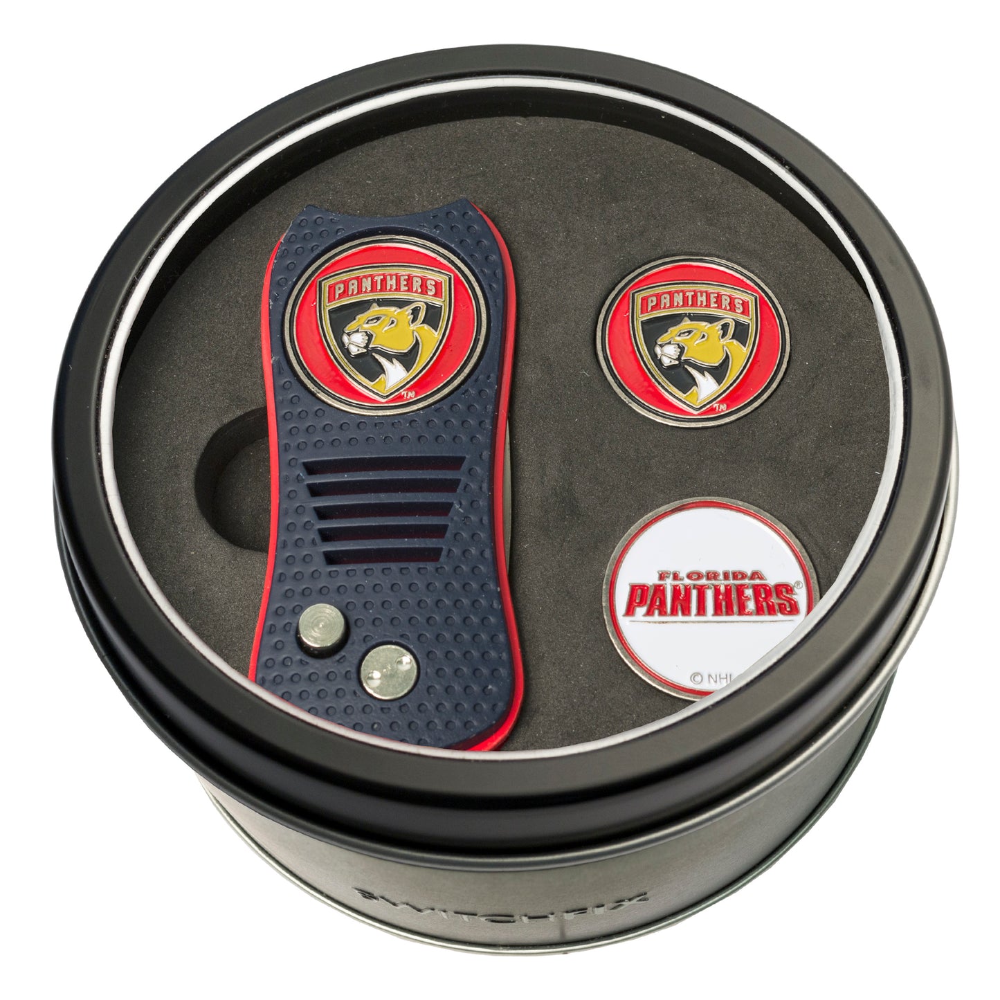 Florida Panthers Switchblade Divot Tool + 2 Ball Marker Tin Gift Set