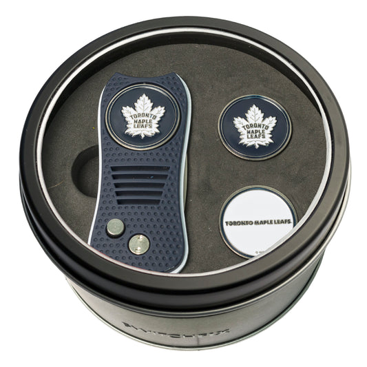 Toronto Maple Leafs Switchblade Divot Tool + 2 Ball Marker Tin Gift Set