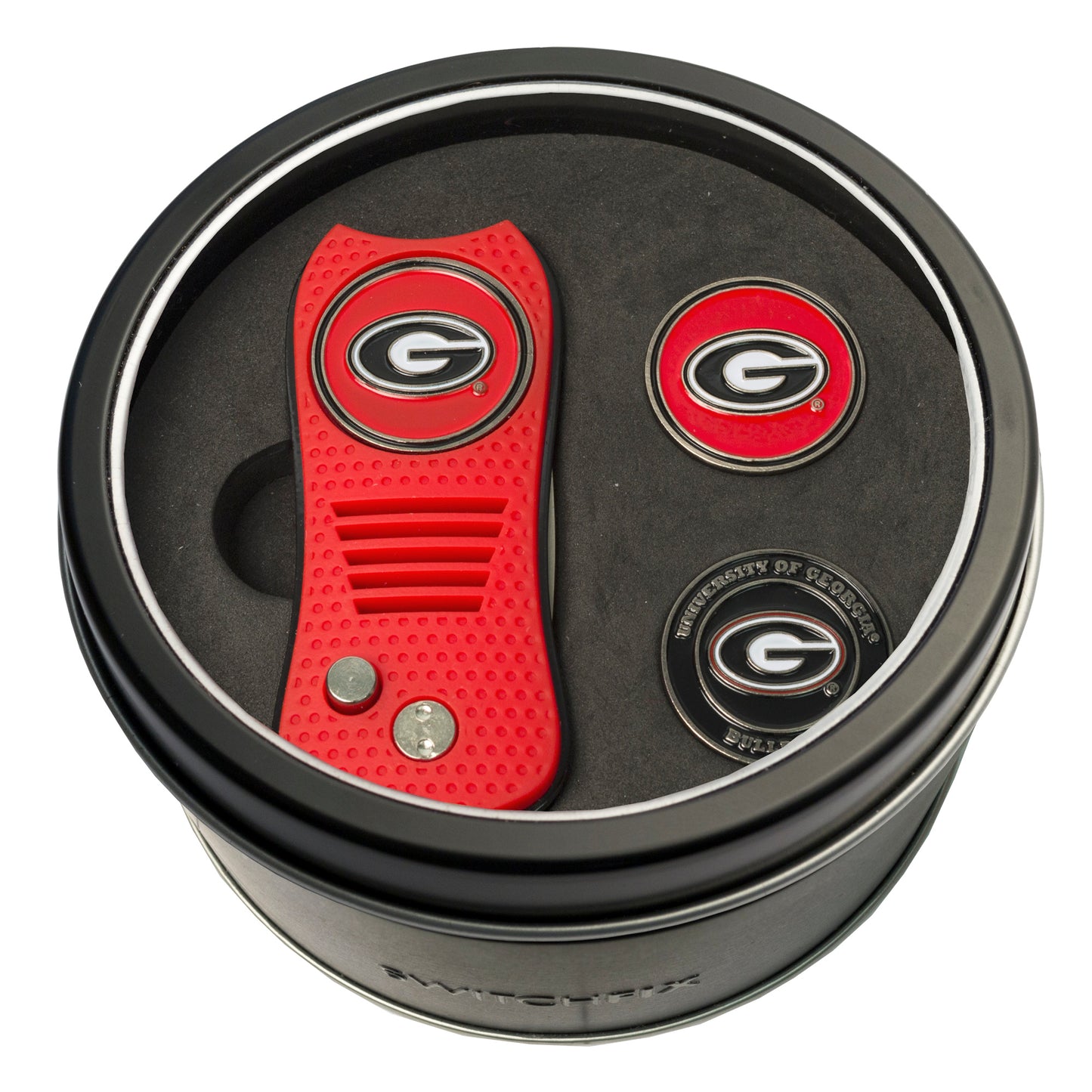 Georgia Switchblade Divot Tool + 2 Ball Marker Tin Gift Set