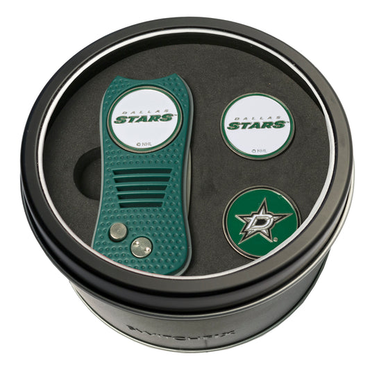 Dallas Stars Switchblade Divot Tool + 2 Ball Marker Tin Gift Set