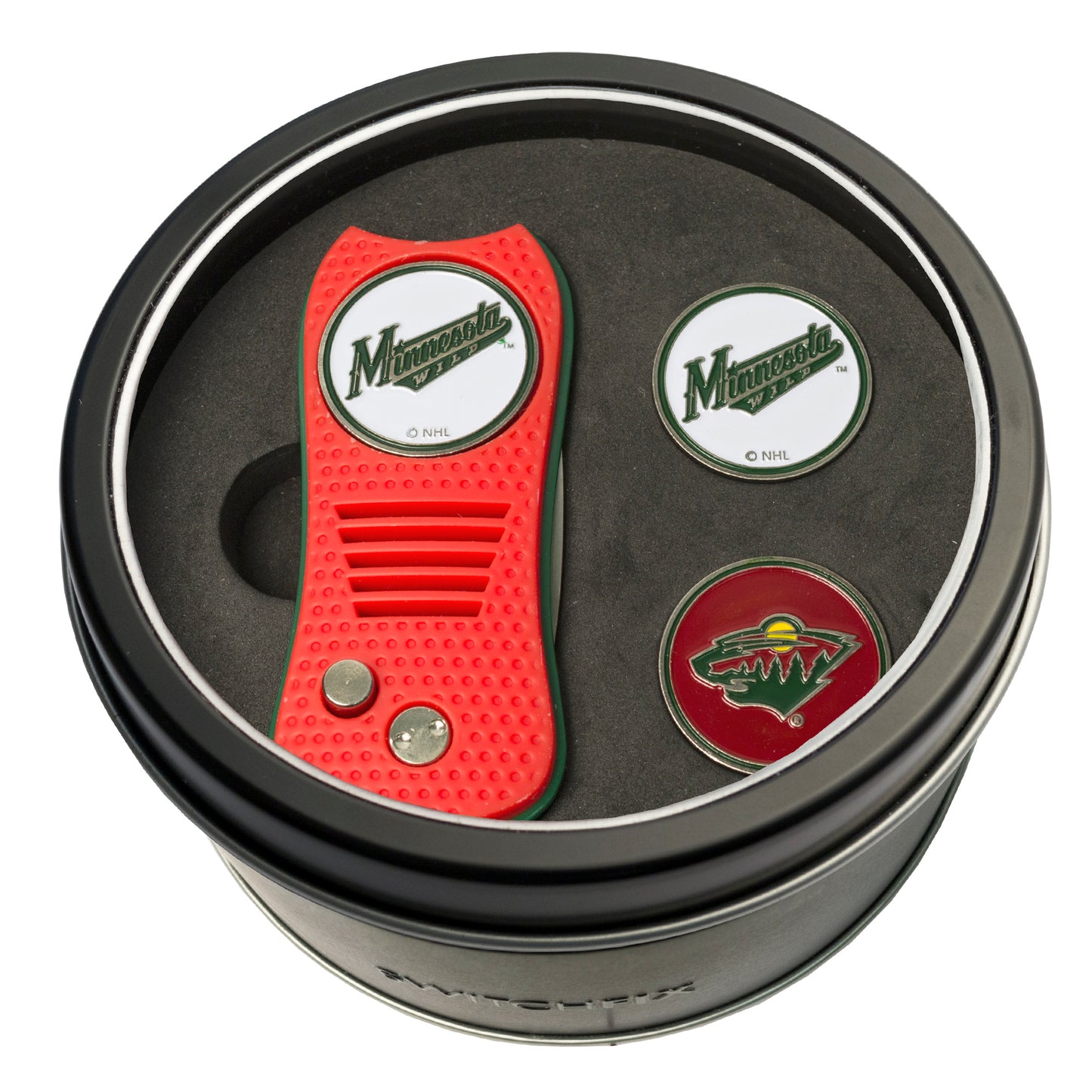 Minnesota Wild Switchblade Divot Tool + 2 Ball Marker Tin Gift Set