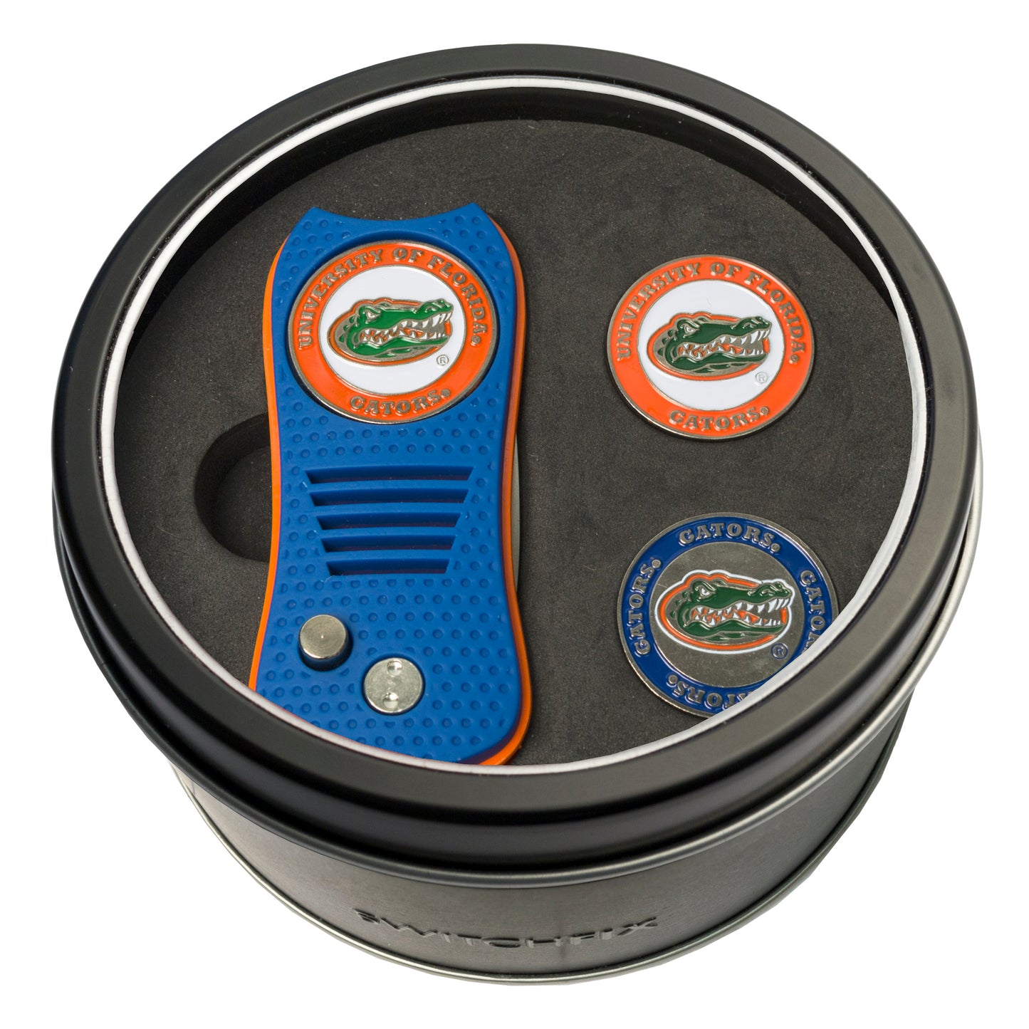 Florida Switchblade Divot Tool + 2 Ball Marker Tin Gift Set