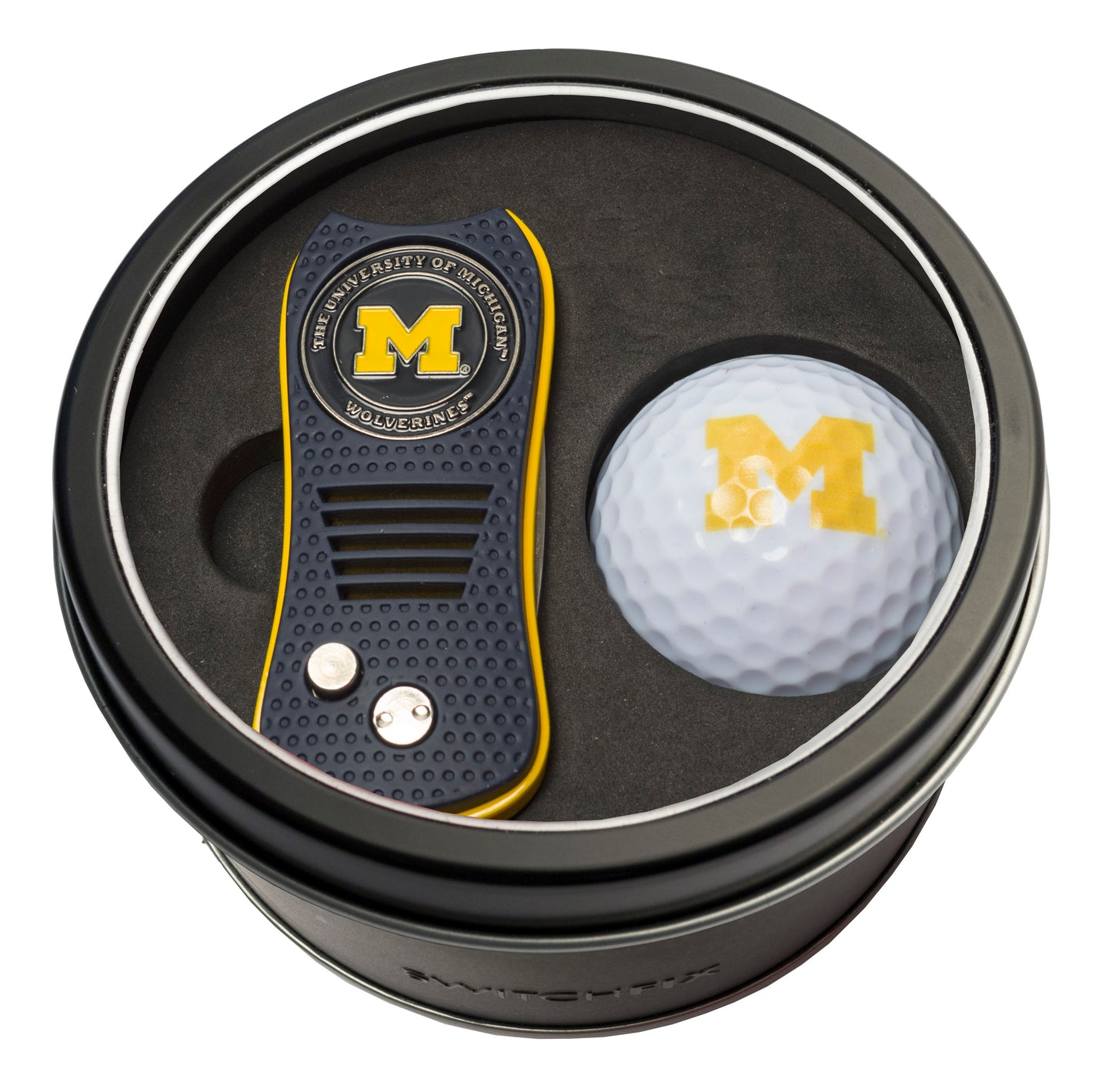 Michigan Wolverines Switchblade Divot Tool + Golf Ball Tin Gift Set