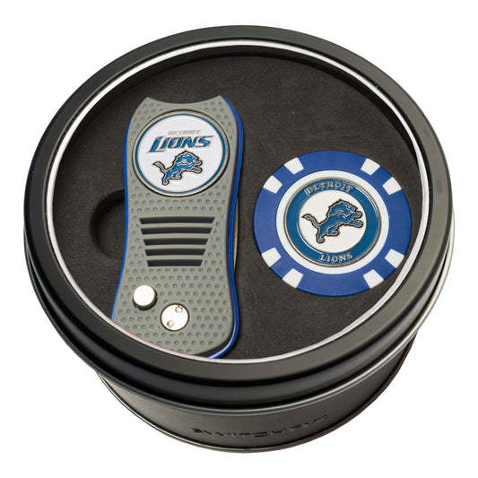 Detroit Lions Switchblade Divot Tool + Golf Chip Tin Gift Set