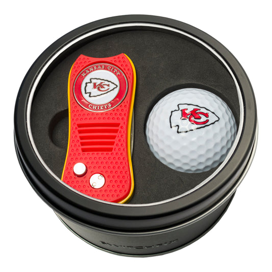 Kansas City Chiefs Switchblade Divot Tool + Golf Ball Tin Gift Set