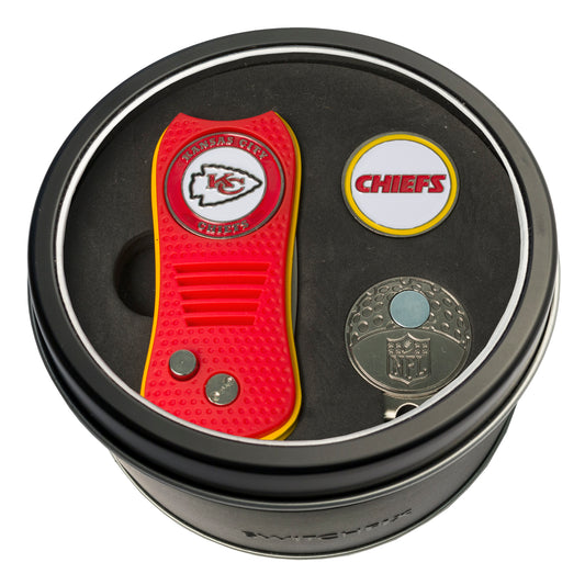 Kansas City Chiefs Switchblade Divot Tool + Cap Clip + Ball Marker Tin Gift Set