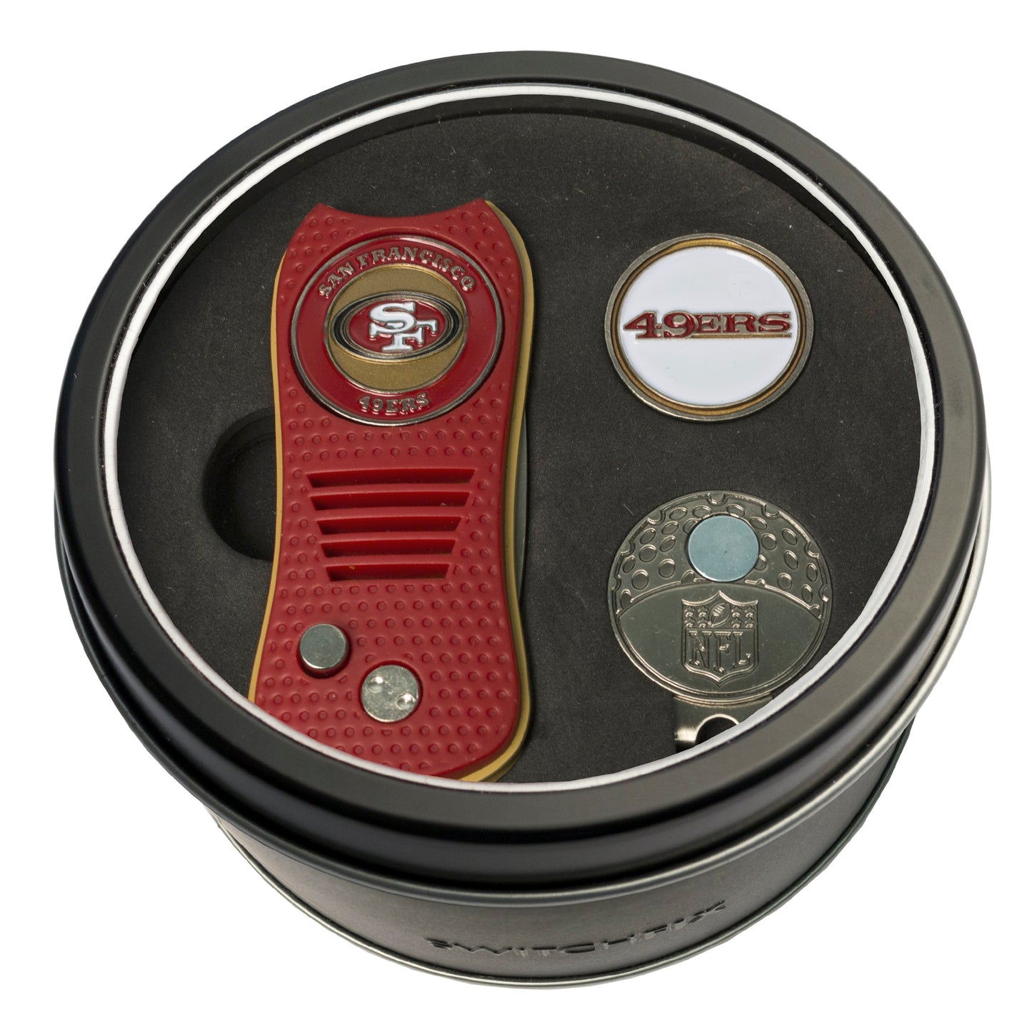 San Francisco 49ers Switchblade Divot Tool + Golf Ball Tin Gift Set