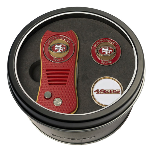 San Francisco Switchblade Divot Tool + 2 Ball Marker Tin Gift Set