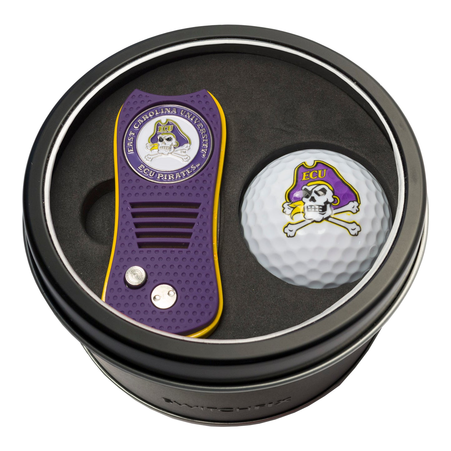 East Carolina Switchblade Divot Tool + Golf Ball Tin Gift Set