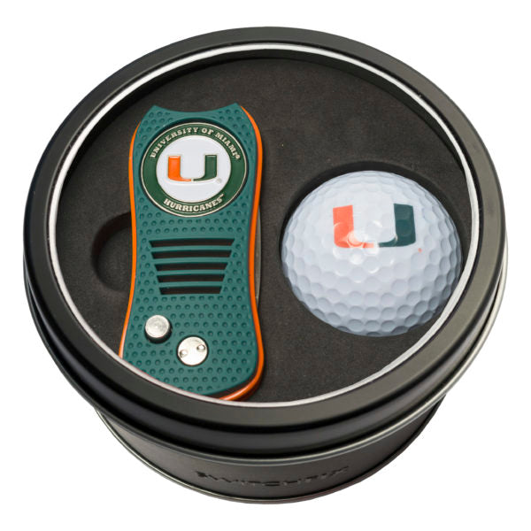 Miami Switchblade Divot Tool+ Golf Ball Tin Gift Set