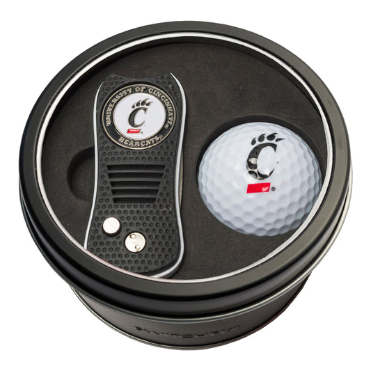 Cincinnati Switchblade Divot Tool + Golf Ball Tin Gift Set