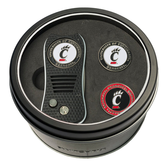 Cincinnati Switchblade Divot Tool + 2 Ball Marker Tin Gift Set